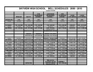 Bell Schedule - Skyview High School
