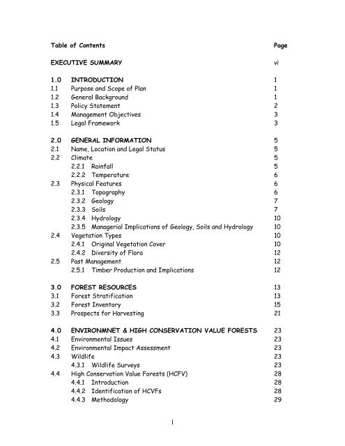 Forest Management Plan - Sabah Forestry Department