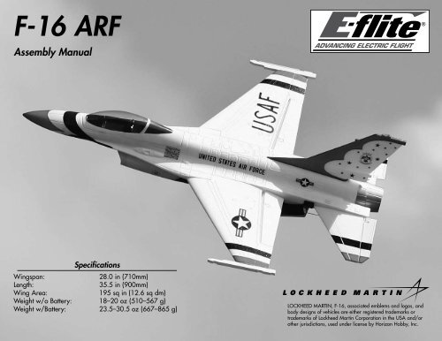 F-16 ARF Assembly Manual - E-flite