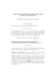 Functions de partition relatives Ã  des bases de numÃ©ration