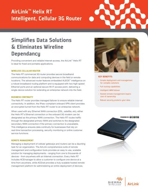 AirLink Helix RT Datasheet - Sierra Wireless