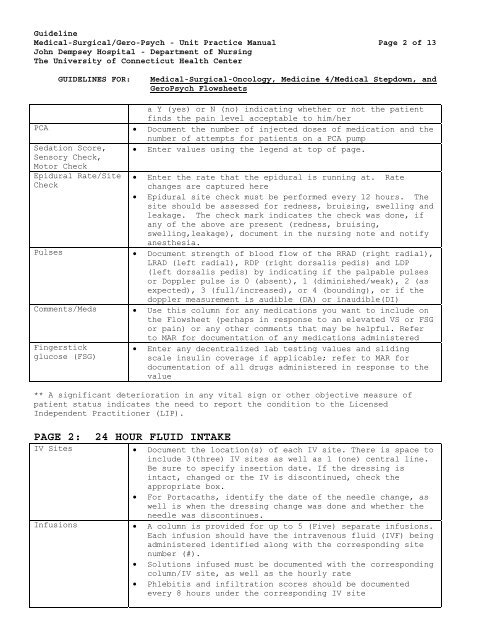 medical-surgical flowsheet guidelines - Department of Nursing ...