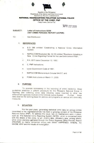 loi 02-09 unit crime periodic report ucper - DIDM - Philippine ...