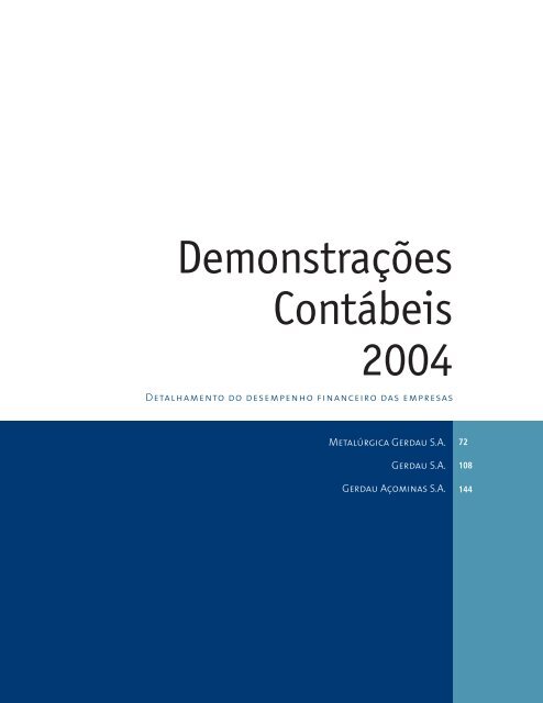 DemonstraÃ§Ãµes ContÃ¡beis 2004 - Gerdau