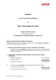 Invitation Uster Technologies Ltd, Uster