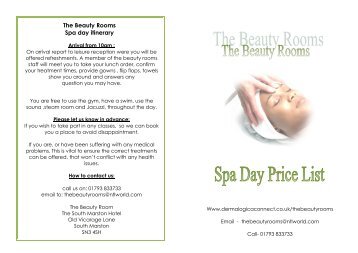 The Beauty Rooms Spa day itinerary - South Marston Hotel