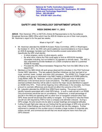 safety and technology department update - ULW PageZone
