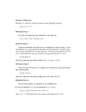 Problem Definition Problem 11. Find the relative extrema of the ...