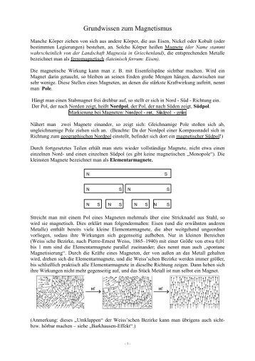 Grundwissen zum Magnetismus - Feuerbachers-matheseite.de