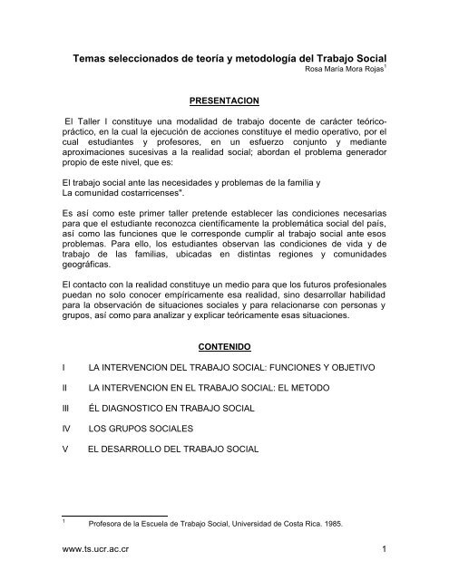 Temas seleccionados de teorÃ­a y metodologÃ­a del Trabajo Social