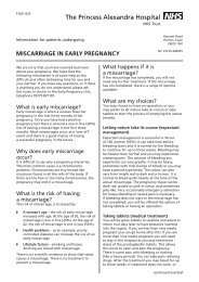 Miscarriage in early Pregnancy - The Princess Alexandra Hospital ...