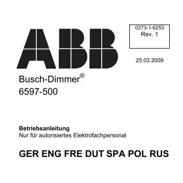 Busch-DimmerÂ® 6597-500 GER ENG FRE DUT SPA POL RUS