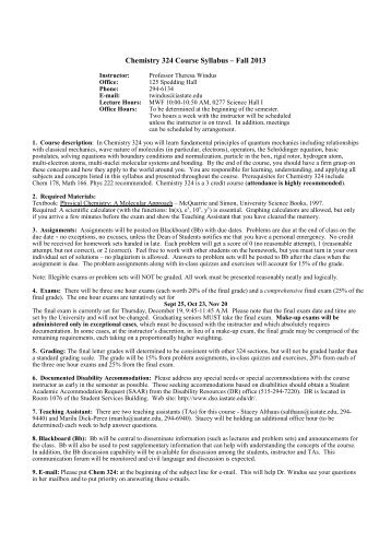 Chem 324 Syllabus - Iowa State University