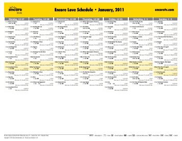 Encore Love Schedule - January, 2011 - Starz