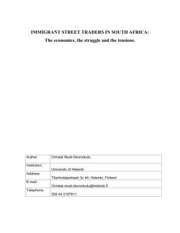 IMMIGRANT STREET TRADERS IN SOUTH AFRICA - RC21 ORG ...