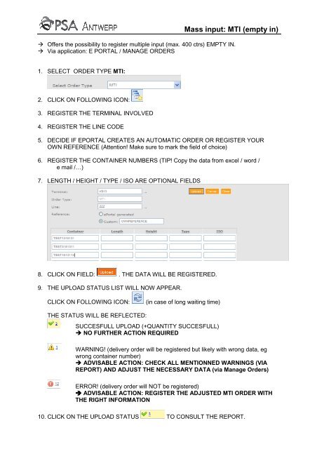 ePortal pamphlet MASS INPUT MTI - PSA Antwerp