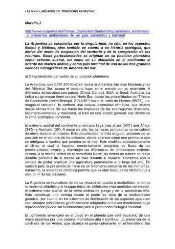 Singularidades territoriales y problemas ambientales en Argentina