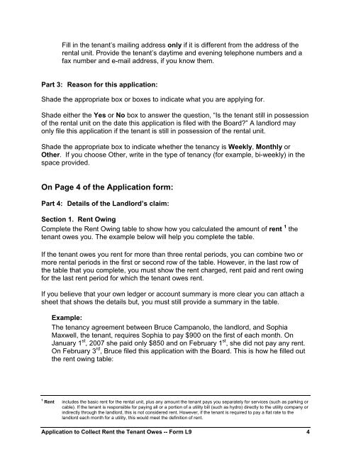 Form L9 Application to Collect Rent the Tenant Owes - Landlord ...