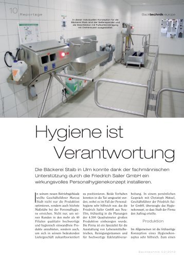 Hygiene ist Verantwortung - Friedrich Sailer GmbH