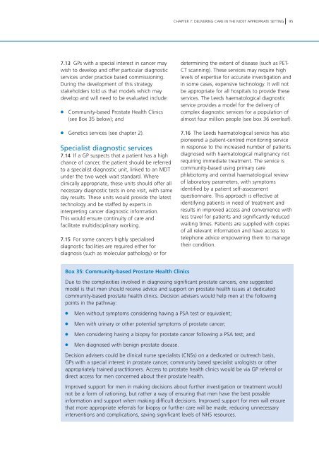 Cancer Reform Strategy - NHS Cancer Screening Programmes