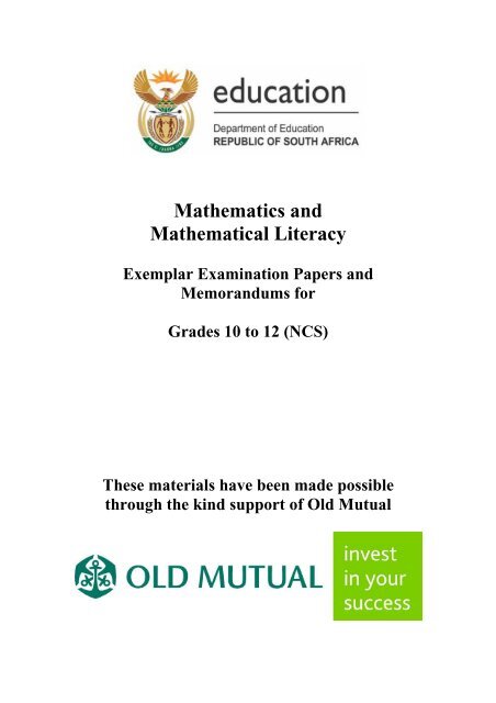 maths literacy assignment memorandum