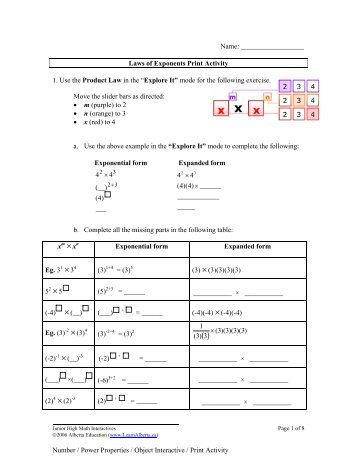 Laws of Exponents Print Activity pdf - LearnAlberta.ca