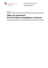 Offres de promotion de l'innovation énergétique en Suisse - V3E