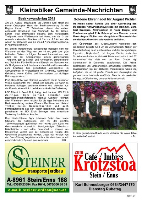 Kleinsölker Gemeinde-Nachrichten - Katholische Kirche Steiermark