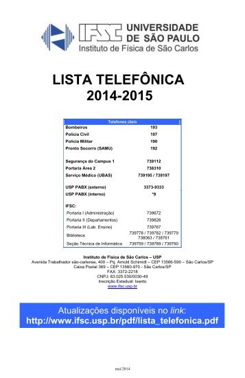 LISTA TELEFÃNICA 2013-2014 - IFSC - USP