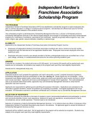 Independent Hardee's Franchisee Association Scholarship Program