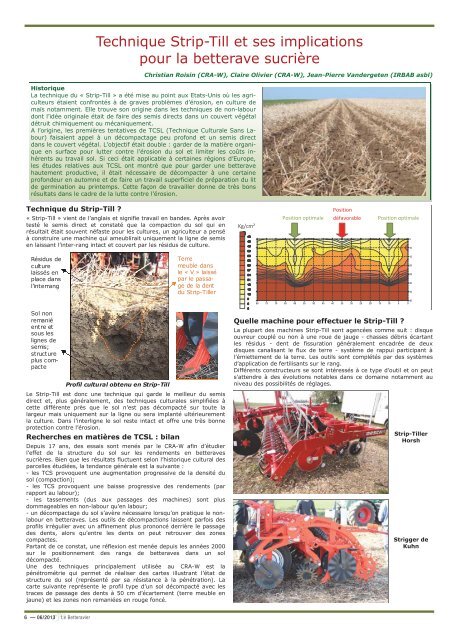 Technique Strip-Till et ses implications pour la betterave sucriÃ¨re