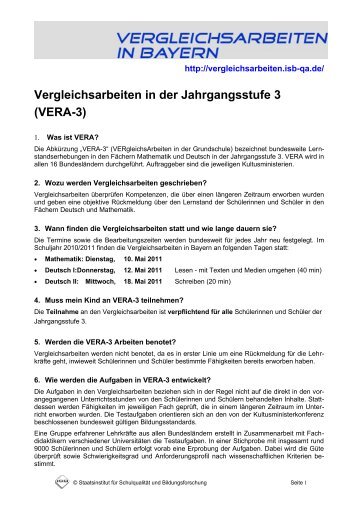 Elterninformationen VERA-3 - Vergleichsarbeiten - Isb-qa.de