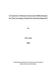 A Comparison Of Business Improvement Methodologies