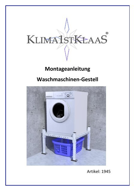 Montageanleitung Waschmaschinengestell - Klaas Direktimport GmbH