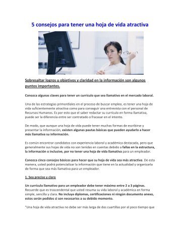 5 consejos para tener una hoja de vida atractiva