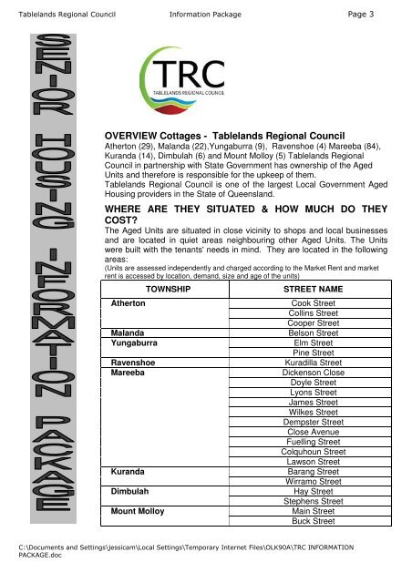 Tablelands Regional Council Contact Information