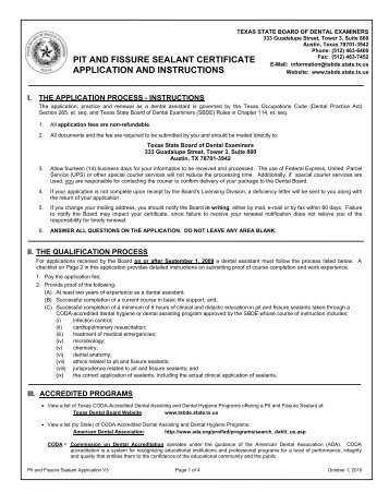 Pit And Fissure Sealant Application V3 - Texas State Board of Dental ...