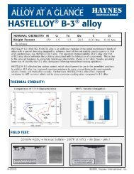 Alloy at a Glance - Haynes International, Inc.