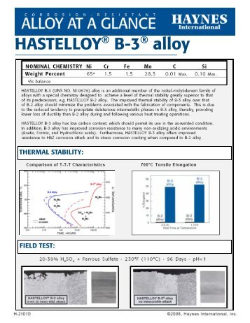 Alloy at a Glance - Haynes International, Inc.