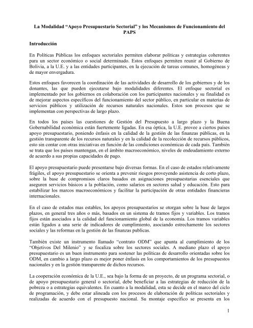 Apoyo Presupuestario Sectorial - Viceministerio de Coca y ...