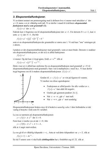 Eksponentialfunksjoner - Universitetet i TromsÃ¸