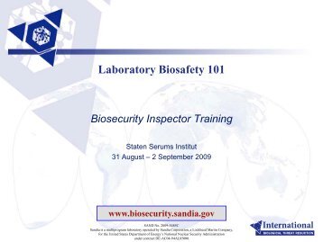 Laboratory Biosafety 101 - Sandia National Laboratories