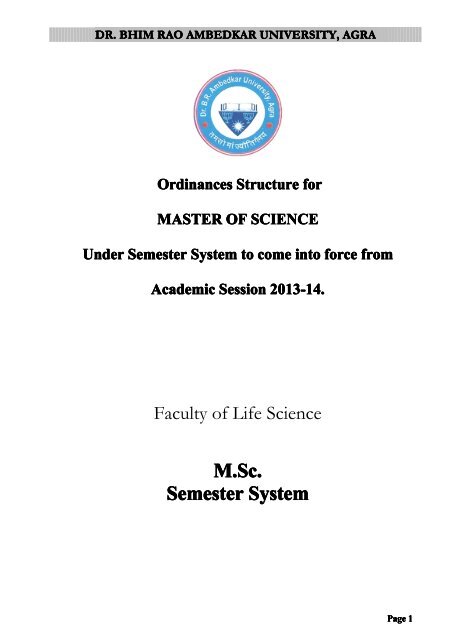 Ordinance - Life Science Faculty - Dr BR Ambedkar University
