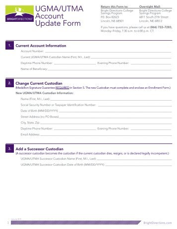 UGMA/UTMA Account Update Form - Bright Directions