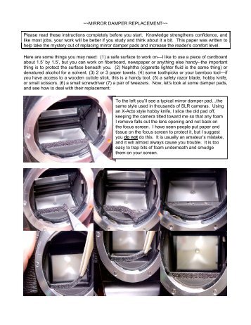 ~~MIRROR DAMPER REPLACEMENT~~ Please read these ...