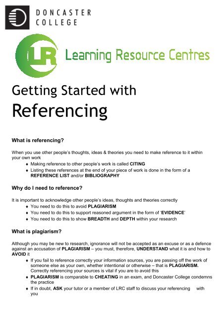 Getting started with referencing.pub - Doncaster College