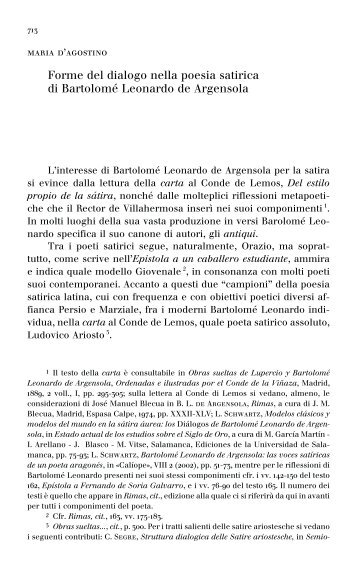 Forme del dialogo nella poesia satirica di BartolomeÃ Leonardo de ...