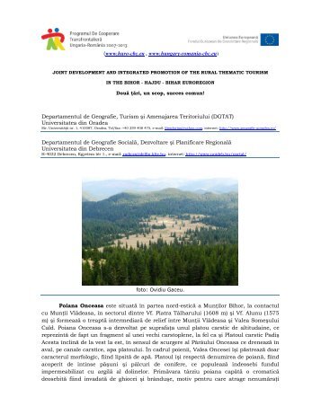 Poiana Onceasa - Departamentul de Geografie, Turism Åi ...