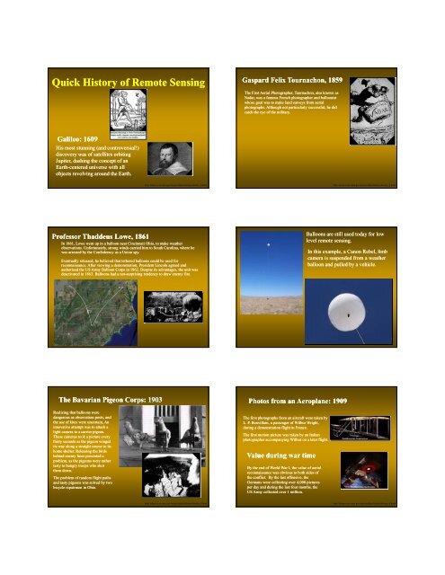 Quick History of Remote Sensing - Remote Sensing and GIS ...