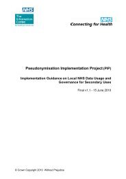 Pseudonymisation Implementation Project - NHS Connecting for . 